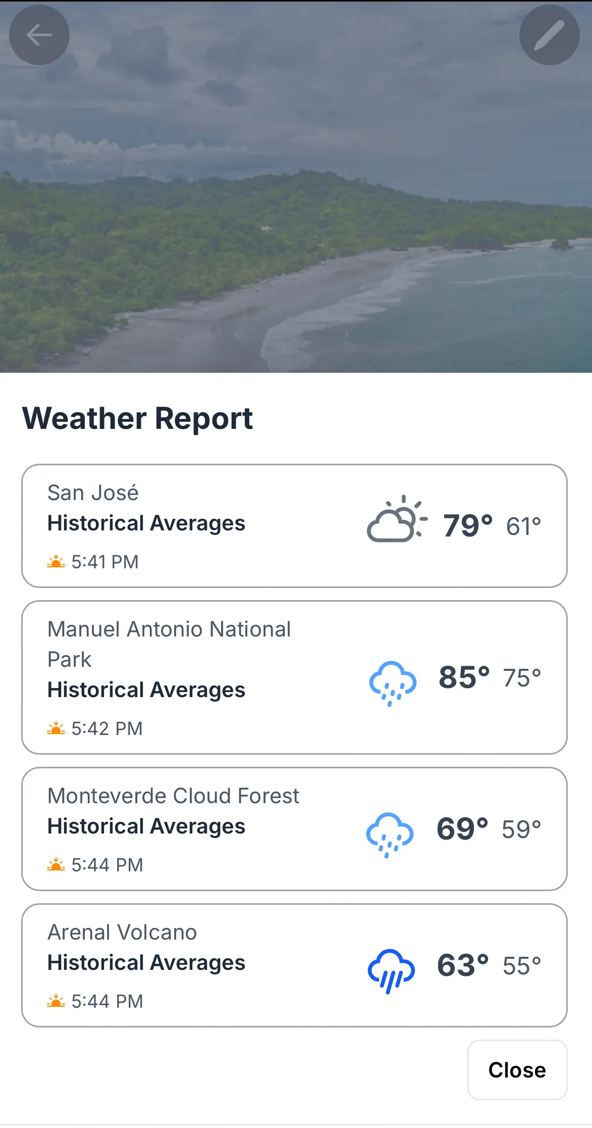 Get historical and live weather forecasts