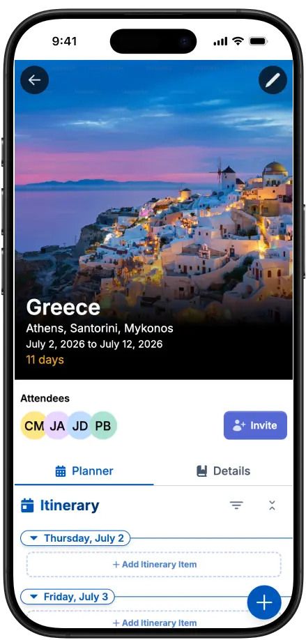 Trip itinerary